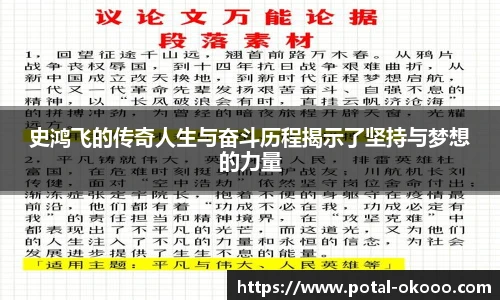 史鸿飞的传奇人生与奋斗历程揭示了坚持与梦想的力量